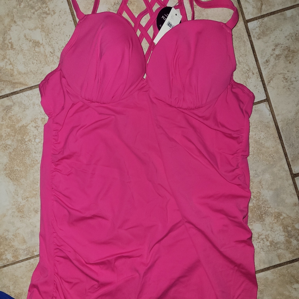 New Lane Bryant Pink swim takini top 36C